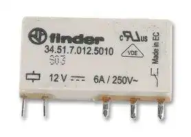 34.51.7.012.5010: General Purpose Relay, 34 Series, Power, SPDT, 12 VDC, 6 A