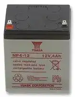 NP4.0-12: Rechargeable Battery, NP Series, Valve Regulated, Single Cell, 12 V, Lead Acid, 4 Ah, Quick Connect