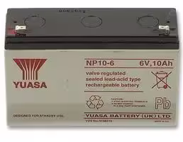 NP10-6: Rechargeable Battery, NP Series, Valve Regulated, Single Cell, 6 V, Lead Acid, 10 Ah, Quick Connect