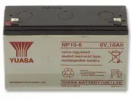 NP10-6: Rechargeable Battery, NP Series, Valve Regulated, Single Cell, 6 V, Lead Acid, 10 Ah, Quick Connect