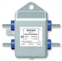 B84111F0000B060: Power Line Filter, Chassis, General Purpose, 250 VAC, 6 A, Single Phase, 1 Stage, Chassis Mount