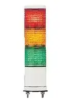 XVC4B3K: Beacon, LED, Green, Orange, Red, Flashing, Steady, 24VDC, IP54, 44mm Dia., 170.5mm Height