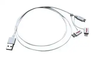11.02.8329: USB Cable, Type A Plug to Lightning Plug, Micro Type B Plug, Type C Plug, 1 m, 3.28 ft, USB 2.0