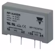 RP1A23D5: Solid State Relay, SPST, 5 A, 265 Vrms, PCB, Through Hole, Zero Crossing
