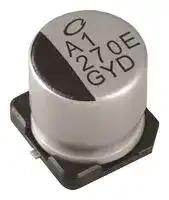 GYD1E151MCQ1GS: CAP, 150UF, 25V, ALU ELEC, HYBRID, SMD