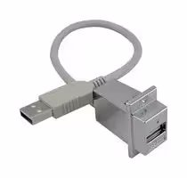 AL-ECF504-AA12: USB Cable, Type A Plug to Type A Receptacle, 304.8 mm, 12 ft, USB 2.0, Light Grey