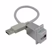 AL-ECF504-AA24: USB Cable, Type A Plug to Type A Receptacle, 609.6 mm, 24 ft, USB 2.0, Light Grey