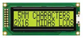 MC21605B6W-SPR-V2: Alphanumeric LCD, 16 x 2, 5V, English, Japanese, Reflective