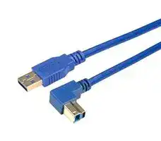 CA3A-90DB-1M: USB Cable, Type A Plug to 90° Type B Plug, 1 m, 3.3 ft, USB 3.0, Blue