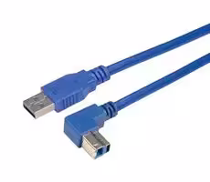 CA3A-90DB-2M: USB Cable, Type A Plug to 90° Type B Plug, 2 m, 6.6 ft, USB 3.0, Blue