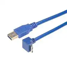 CA3A-90DMICB-1M: USB Cable, Type A Plug to 90° Micro Type B Plug, 1 m, 3.28 ft, USB 3.0, Blue