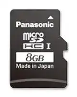 RP-SMKC08DE1: Flash Memory Card, MicroSDHC Card, 8 GB, Class 10, UHS-I U1