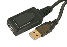 83-12931: USB Cable, Active Repeater Lead, Type A Plug to Type A Receptacle, 12 m, 39.37 ft, USB 2.0, Silver