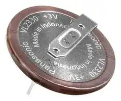 VL-2330/HFN: Rechargeable Battery, 3 V, Lithium Vanadium Pentoxide, 50 mAh, 2330, PCB Pins, 1