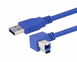 CA3A-90LB-3M: USB Cable, Type A Plug to 90° Type B Plug, 3 m, 9.8 ft, USB 3.0, Blue