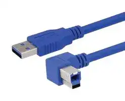 CA3A-90LB-5M: USB Cable, Type A Plug to 90° Type B Plug, 5 m, 16.4 ft, USB 3.0, Blue