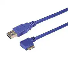 CA3A-90LMICB-03M: USB Cable, Type A Plug to 90° Micro Type B Plug, 300 mm, 0.98 ft, USB 3.0, Blue
