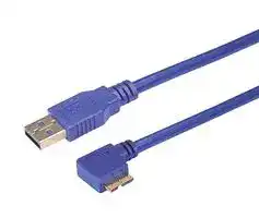 CA3A-90LMICB-1M: USB Cable, Type A Plug to 90° Micro Type B Plug, 1 m, 3.28 ft, USB 3.0, Blue