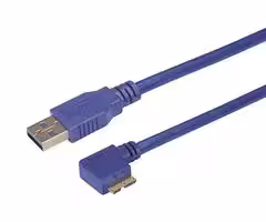 CA3A-90LMICB-3M: USB Cable, Type A Plug to 90° Micro Type B Plug, 3 m, 9.8 ft, USB 3.0, Blue