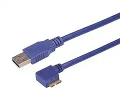 CA3A-90LMICB-3M: USB Cable, Type A Plug to 90° Micro Type B Plug, 3 m, 9.8 ft, USB 3.0, Blue