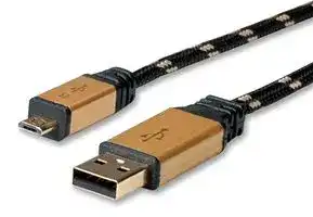 11.02.8825: USB Cable, Type A Plug to Micro Type B Plug, 800 mm, 2.63 ft, USB 2.0, Black