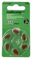 MP001841: Battery, 1.4 V, PR41, Zinc Air, 180 mAh, Pressure Contact, 6