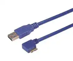 CA3A-90LMICB-5M: USB Cable, Type A Plug to 90° Micro Type B Plug, 5 m, 16.4 ft, USB 3.0, Blue