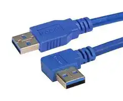 CA3A-90RA-03M: USB Cable, Type A Plug to 90° Type A Plug, 300 mm, 11.76 ", USB 3.0, Blue
