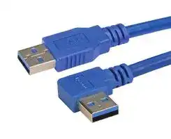 CA3A-90RA-1M: USB Cable, Type A Plug to 90° Type A Plug, 1 m, 3.3 ft, USB 3.0, Blue
