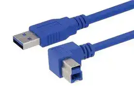 CA3A-90RB-3M: USB Cable, Type A Plug to 90° Type B Plug, 3 m, 9.8 ft, USB 3.0, Blue
