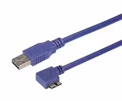 CA3A-90RMICB-5M: USB Cable, Type A Plug to 90° Micro Type B Plug, 5 m, 16.4 ft, USB 3.0, Blue