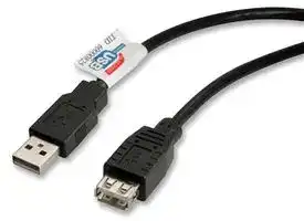 11.02.8947: USB Cable, Type A Plug to Type A Receptacle, 800 mm, 2.63 ft, USB 2.0, Black