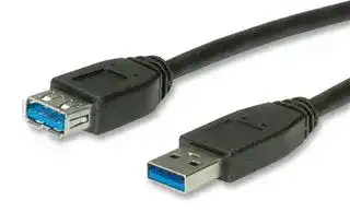 11.02.8977: USB Cable, Type A Plug to Type A Receptacle, 800 mm, 2.63 ft, USB 3.0, Black