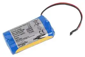 2447-3030: Rechargeable Battery, 7.4 V, Lithium Ion, 2.6 Ah, Wire Leads, 1
