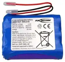 2447-3031-02: Rechargeable Battery, 10.8 V, Lithium Ion, 2600 mAh, Wire Leads, 1