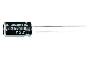 100YXJ220M12.5X25: Electrolytic Capacitor, Miniature, 220 µF, 100 V, ± 20%, Radial Leaded, 10000 hours @ 105°C, Polar