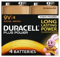 5000394020092: Battery, Duralock Plus, Pack of 4, 9 V, PP3, Alkaline, Snap Contact, 4