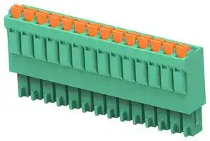 1-2842474-4: Pluggable Terminal Block, Green, 3.5 mm, 14 Ways, 24 AWG, 16 AWG, 1.3 mm², Push In