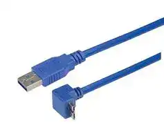 CA3A-90UMICB-2M: USB Cable, Type A Plug to 90° Micro Type B Plug, 2 m, 6.6 ft, USB 3.0, Blue