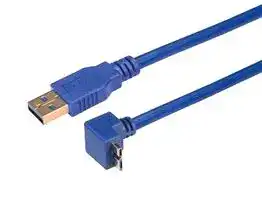CA3A-90UMICB-3M: USB Cable, Type A Plug to 90° Micro Type B Plug, 3 m, 9.84 ft, USB 3.0, Blue