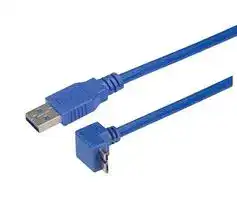 CA3A-90UMICB-5M: USB Cable, Type A Plug to 90° Micro Type B Plug, 5 m, 16.4 ft, USB 3.0, Blue