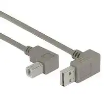 CA90DA-90DB-2M: USB Cable, 90° Type A Plug to 90° Type B Plug, 2 m, 6.6 ft, USB 2.0, Grey