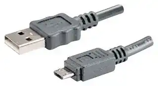 CBL-UA-MUB-10GP: USB Cable, Type A Plug to Micro Type B Plug, 1 m, 3.3 ft, USB 2.0, Grey