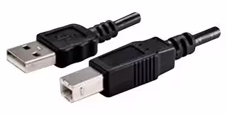 CBL-UA-UB-20BP: USB Cable, Type A Plug to Type B Plug, 2 m, 6.6 ft, USB 2.0, Black