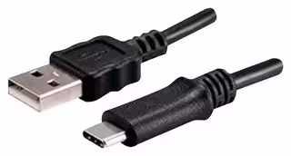 CBL-UA-UC-15BP: USB Cable, Type A Plug to Type C Plug, 1.5 m, 4.9 ft, USB 2.0, Black