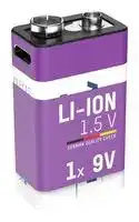 1315-0005: Rechargeable Battery, 9 V, Lithium Ion, 400 mAh, 9V, Snap Contact, 1