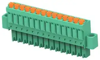 1-2842480-4: Pluggable Terminal Block, w/ Flange, Green, 3.5 mm, 14 Ways, 24 AWG, 16 AWG, 1.3 mm², Push In