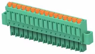 1-2842480-6: Pluggable Terminal Block, w/ Flange, Green, 3.5 mm, 16 Ways, 24 AWG, 16 AWG, 1.3 mm², Push In