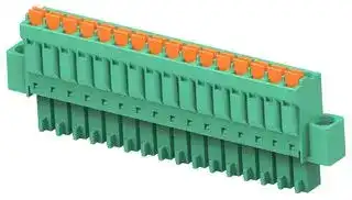 1-2842480-6: Pluggable Terminal Block, w/ Flange, Green, 3.5 mm, 16 Ways, 24 AWG, 16 AWG, 1.3 mm², Push In