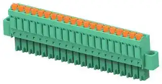 2-2842480-0: Pluggable Terminal Block, w/ Flange, Green, 3.5 mm, 20 Ways, 24 AWG, 16 AWG, 1.3 mm², Push In